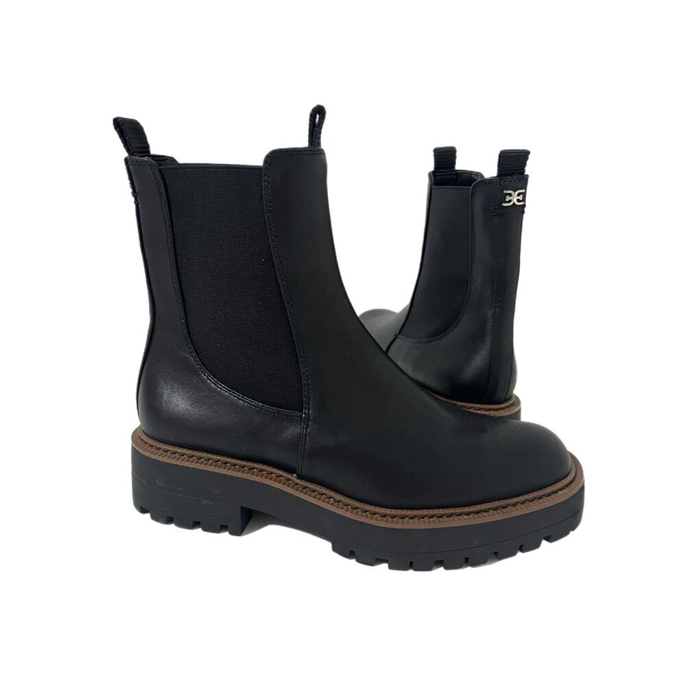 Sam Edelman Laguna Waterproof Women 8 Chelsea Boots Black Chunky Lug Sole NEW